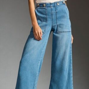 Anthropologie Pilcro The Kit Cropped High Rise Wide Leg Utility Trouser Jean